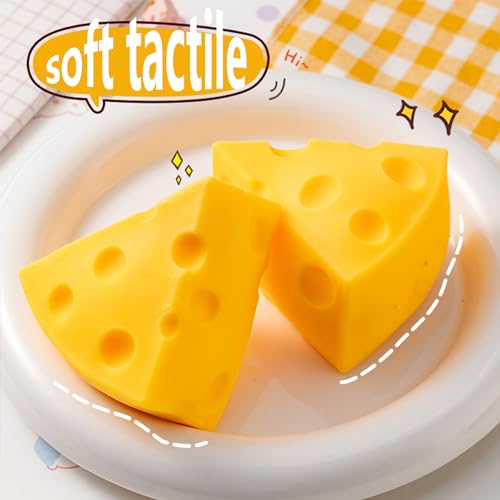 Holgosiu Cheese Squishy Toys Squeeze Cheese Stress Ball Squishy Cheese Fidgets Cheesecake Toys Sensory Squishy Miniatures Novelty Toy 2Pcs - Image 5