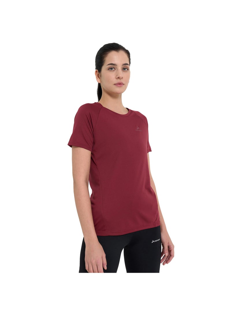 Demix Women's Fitness T-shirt Wine, Demix, MOVI-tex Moisture-Wicking Fabric, Raglan Sleeves, Perfect Fit for Comfortable Workouts - Image 1