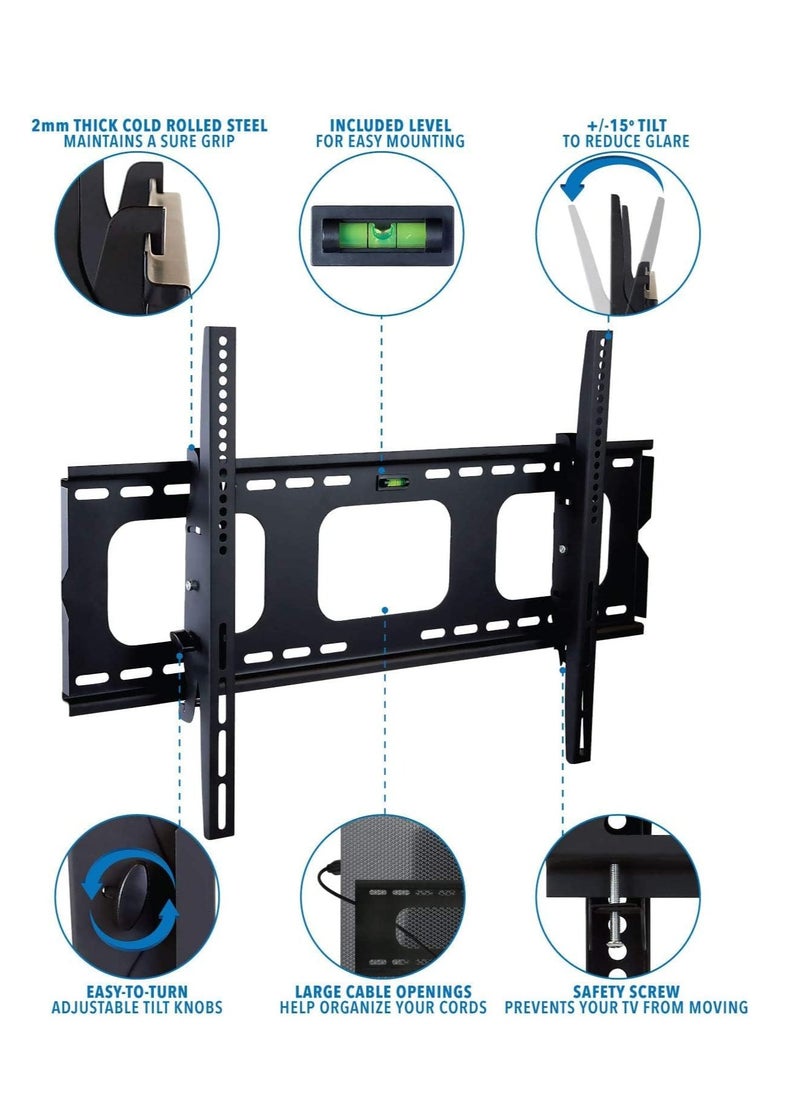 ELTRAZONE Tilting TV Wall Mount Bracket For Samsung Sony LG,TCL Element 32 40 42 47 50 55 60 65 Inch TVs VESA 200x200 400x400 600x400, 750x450 Compatible Premium Tilt 175 Lbs Capacity  - Image 2