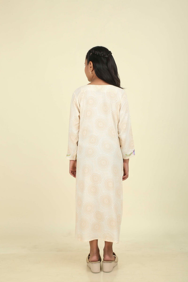 HANA & SARA Girls Long Trendy Printed Arabic Jalabiya For Girls - Image 3