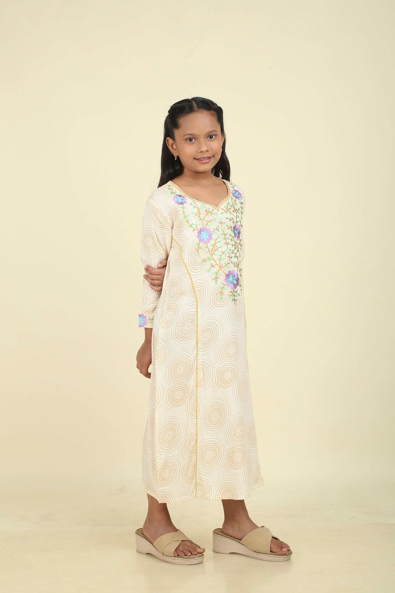 HANA & SARA Girls Long Trendy Printed Arabic Jalabiya For Girls - Image 5