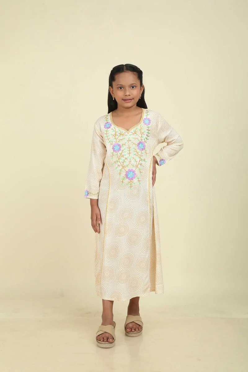 HANA & SARA Girls Long Trendy Printed Arabic Jalabiya For Girls