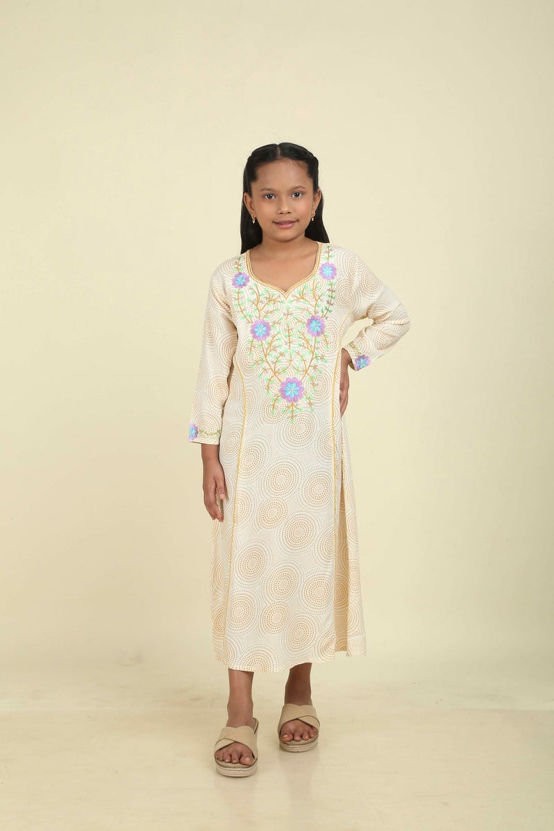 HANA & SARA Girls Long Trendy Printed Arabic Jalabiya For Girls - Image 2