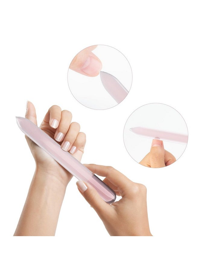 HAWATOUR HAWATOUR Nano Glass Nail File with Case, 5 Pieces Etched Surface Nail Files Professional Manicure Tool  - Image 2