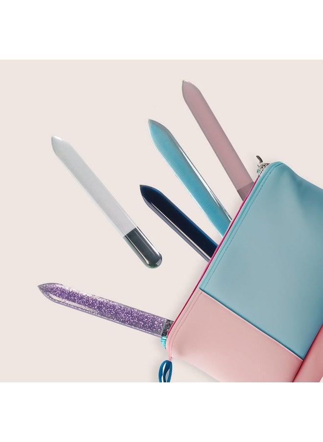 HAWATOUR HAWATOUR Nano Glass Nail File with Case, 5 Pieces Etched Surface Nail Files Professional Manicure Tool  - Image 4
