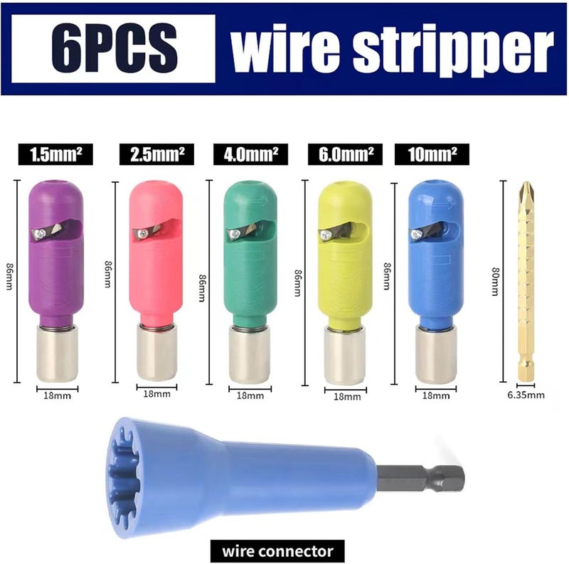 Wire Stripper and Cutter, 5 Sizes Wire Strippers Set, Electrical Tool with 6.35mm Connection Rod, Ideal for Industrial & Household Use - Image 5