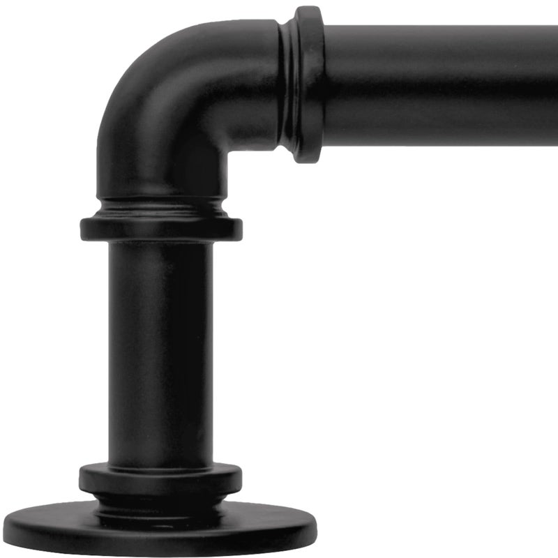 WORLD RODS Black Curtain Rods 18 to 45 Inch, Industrial Curtain Rods,Adjustable Length,1 in Diameter Pipe,Wall or Ceiling Mounted,for Bedroom and Living Room(Black 18â€ to 45â€) - Image 1