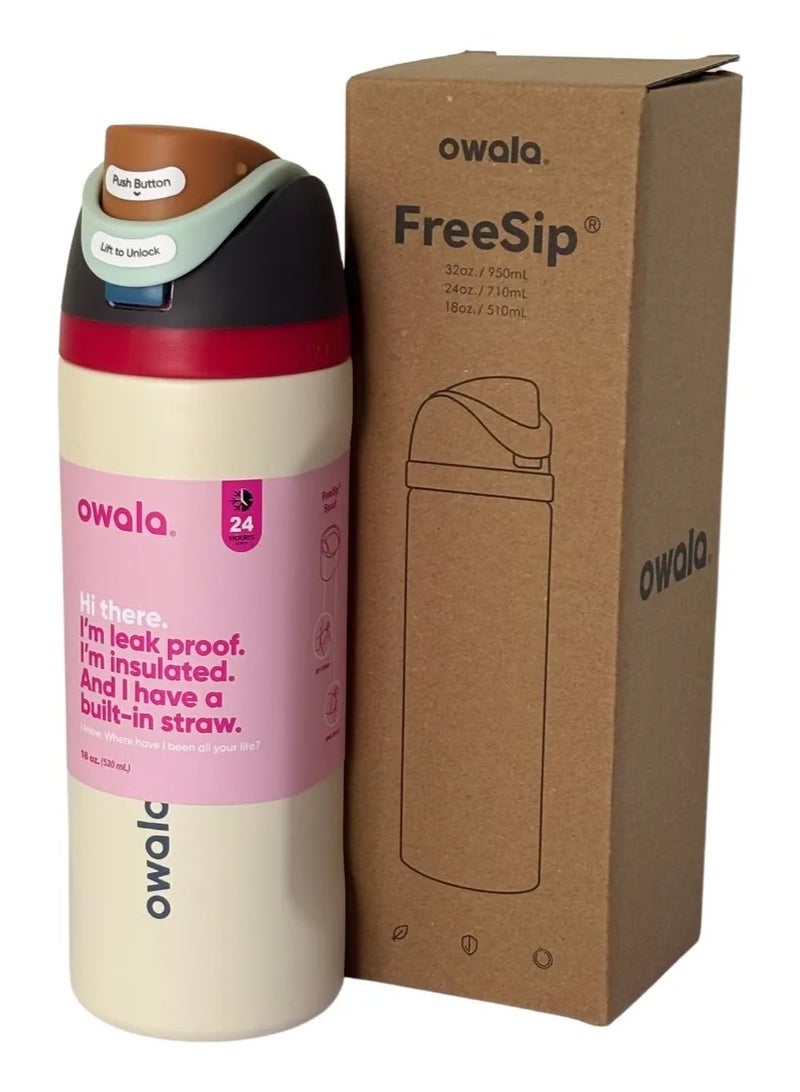 زجاجة مياه معزولة من الفولاذ المقاوم للصدأ من أوالا فري سيب مع شفاطة، مانعة للتسرب وخالية من مادة BPA، سعة 27 أونصة، قطعة واحدة (بيج) - Image 2