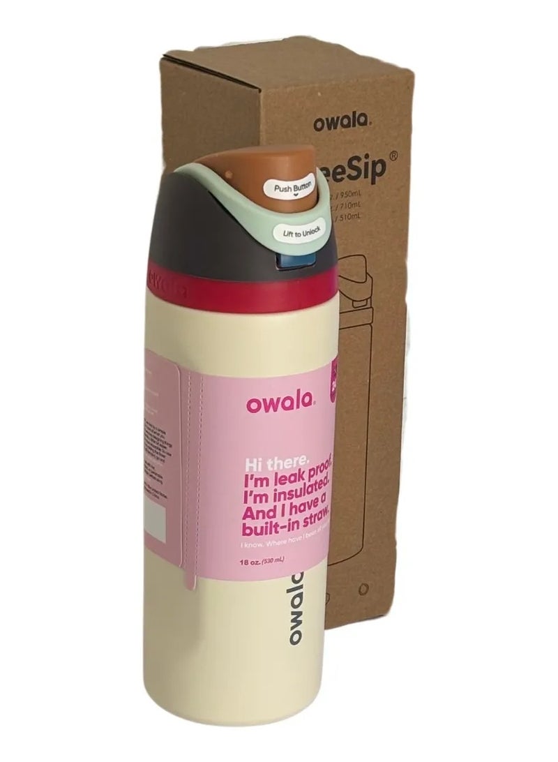 زجاجة مياه معزولة من الفولاذ المقاوم للصدأ من أوالا فري سيب مع شفاطة، مانعة للتسرب وخالية من مادة BPA، سعة 27 أونصة، قطعة واحدة (بيج) - Image 3