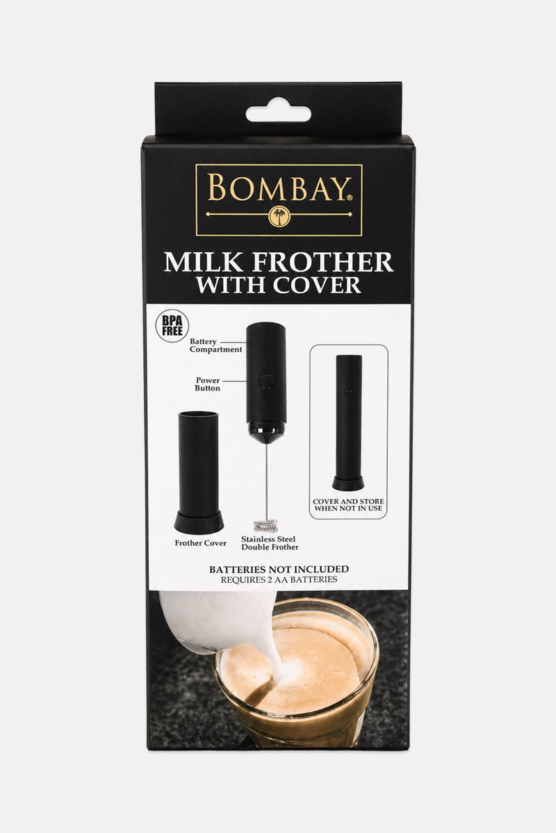 Bombay Stainless Steel Milk Frother With Stand, Black - Image 1
