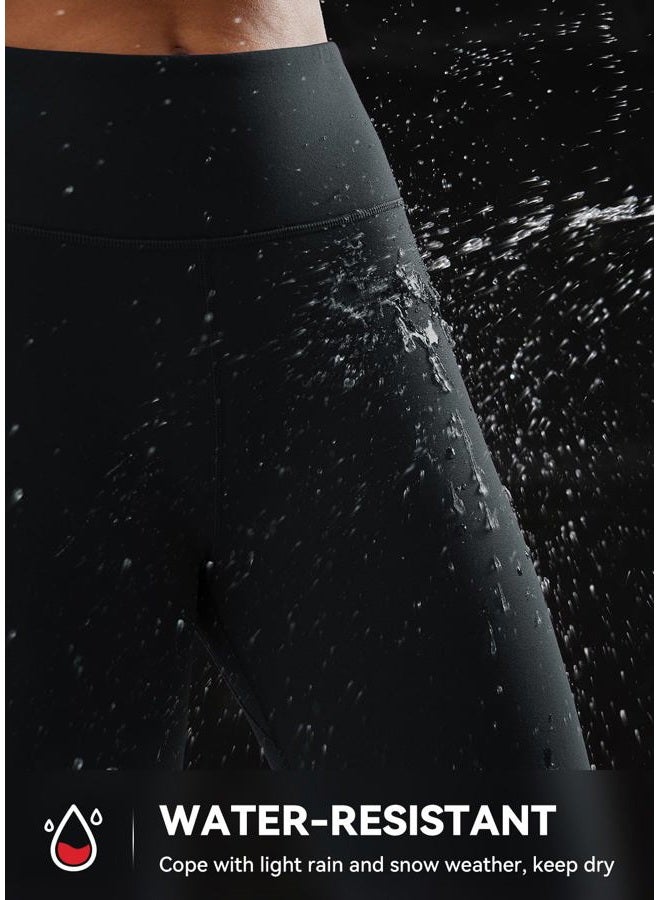 BALEAF Fleece Lined Leggings Womens Winter Water Resistant Thermal Hiking Pants Running Skiing Tights Cold Weather Gear Black XL - Image 4