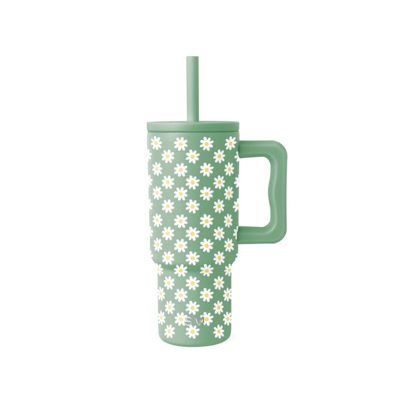Simple Modern Kids 24 oz Tumbler with Handle and Silicone Straw Lid Spill Proof and Leak Resistant Reusable Stainless Steel Bottle Gift for Kids Boys Girls Trek Collection Sage Florals - Image 2