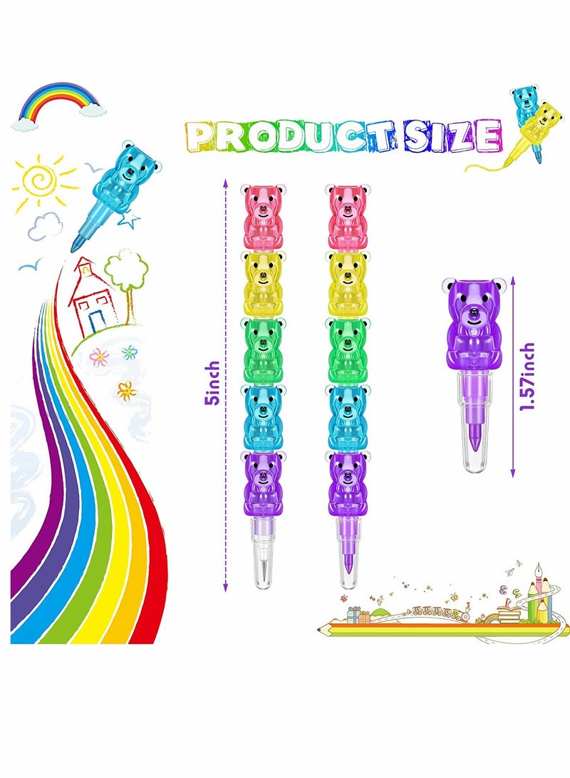 KASTWAVE Crayons 10 Pieces Stackable Crayons Stackable Plastic Bear Pencils Art Party Favors Stacking Crayons Kids Party Favors Pencils Buildable Crayons Pencils Colorful Crayon for Kids Birthday Party School - Image 4