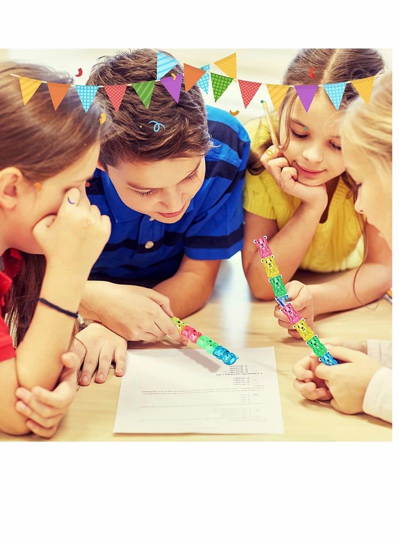 KASTWAVE Crayons 10 Pieces Stackable Crayons Stackable Plastic Bear Pencils Art Party Favors Stacking Crayons Kids Party Favors Pencils Buildable Crayons Pencils Colorful Crayon for Kids Birthday Party School - Image 3