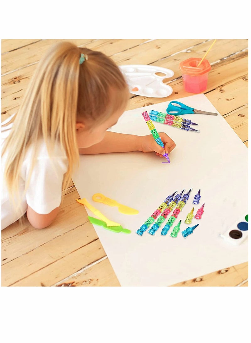 KASTWAVE Crayons 10 Pieces Stackable Crayons Stackable Plastic Bear Pencils Art Party Favors Stacking Crayons Kids Party Favors Pencils Buildable Crayons Pencils Colorful Crayon for Kids Birthday Party School - Image 5