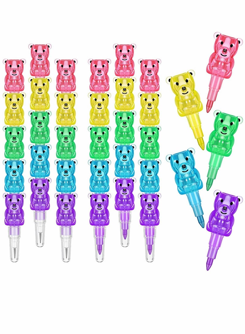 KASTWAVE Crayons 10 Pieces Stackable Crayons Stackable Plastic Bear Pencils Art Party Favors Stacking Crayons Kids Party Favors Pencils Buildable Crayons Pencils Colorful Crayon for Kids Birthday Party School - Image 1