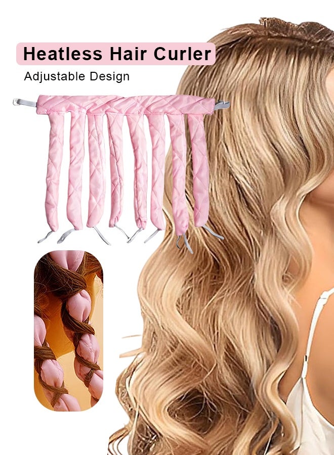 Heatless Hair Curler, Pink Adjustable No Headband Curls for Women and Girls Waves - Image 1