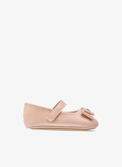 Barefeet Girls Bow Accent Booties with Hook and Loop Closure