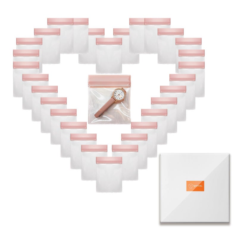 Qryval 30 PCS Clear Plastic EVA Anti Tarnish Jewelry Storage Bags, Zip Ziplock Jewelry Pouches for Selling & Gift, Little Mini Travel Organizer for Ring Earing Chain Bracelet (L) - Image 1