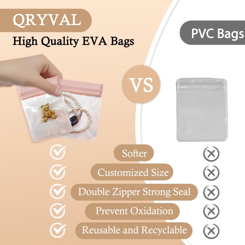 Qryval 30 PCS Clear Plastic EVA Anti Tarnish Jewelry Storage Bags, Zip Ziplock Jewelry Pouches for Selling & Gift, Little Mini Travel Organizer for Ring Earing Chain Bracelet (L) - Image 5