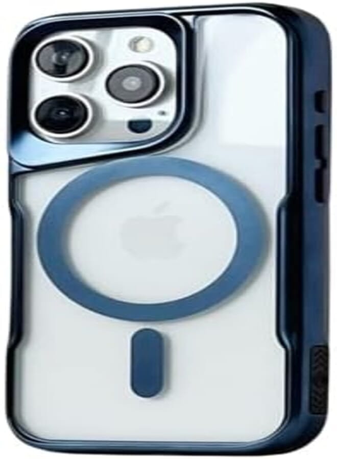 Next Next Store Clear Durable Scratch-Resistant Shock Absorption Case Compatible with iPhone 12 Pro, Stylish Colorful Frame, Supports Magnetic Charging (Navy)