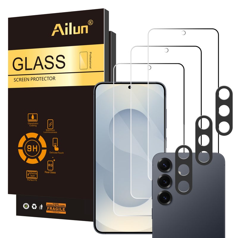 Ailun Glass Screen Protector for Galaxy S25+ / S25 Plus [6.7 Inch] 3Pack+3Pack Camera Lens Tempered Glass Fingerprint Unlock 0.25mm Anti-Scratch Case Friendly Clear-HD[Not for S25/S25 Ultra/S25 Edge] - Image 1