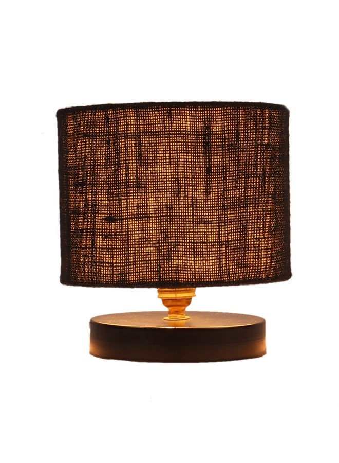 Devansh Black Jute Shade Lamp with Black Wood Base for Decoration/Office/Home/Gifting/Study for Office/Home/Gifting -(7x7x7) Inches - - Image 5