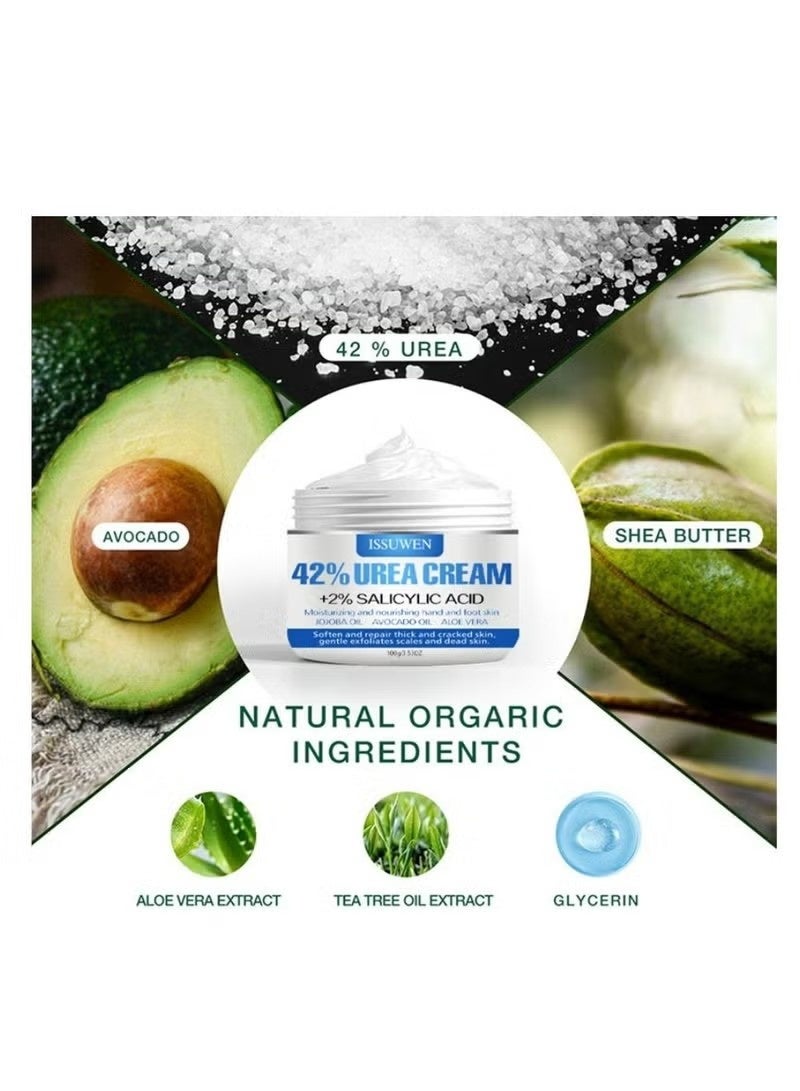 ISSUWEN Hand and Foot Care 42% Urea Cream Intensive Moisturizes & Softens Skin Callus Remover Hand & Foot Cream for Dry Cracked Heels Elbows 100 g - Image 4