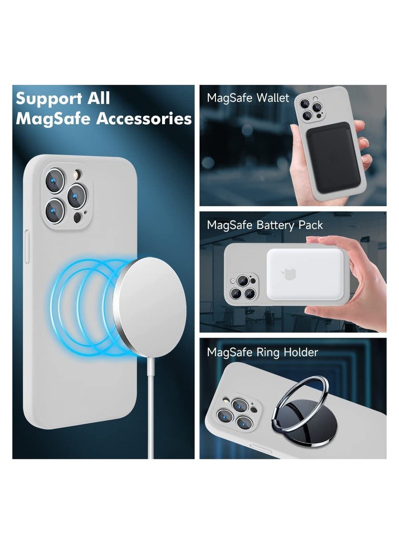 Silicone Magnetic Case for iPhone 12 Pro Max with 2 Pack Tempered Glass Screen Protector Magsafe Case - Image 2
