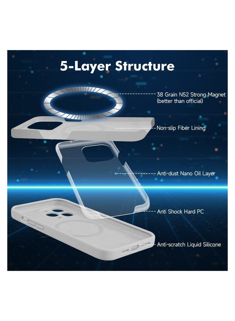 Silicone Magnetic Case for iPhone 12 Pro Max with 2 Pack Tempered Glass Screen Protector Magsafe Case - Image 3