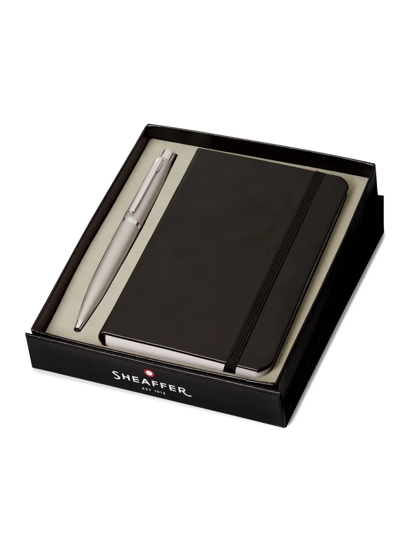 SHEAFFER Sheaffer Gift Set ft. Strobe Silver VFM Ballpoint Pen with Chrome Trims and Small Notebook