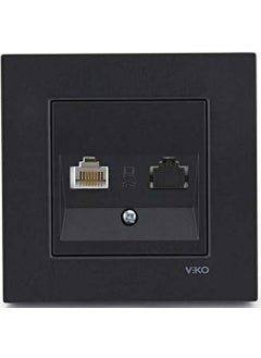 Viko Novella Black Single Data Socket Cat6 Framed  - Image 1