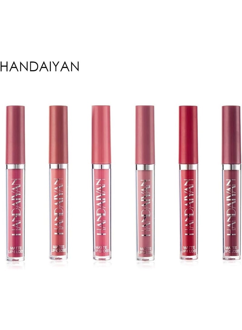 هاندايان مجموعة احمر شفاه هاندايان سائل مطفي 6 قطع طويل الثبات مقاوم للماء لون مخملي ناعم مكياج شفاه عالي الصبغة - Image 5