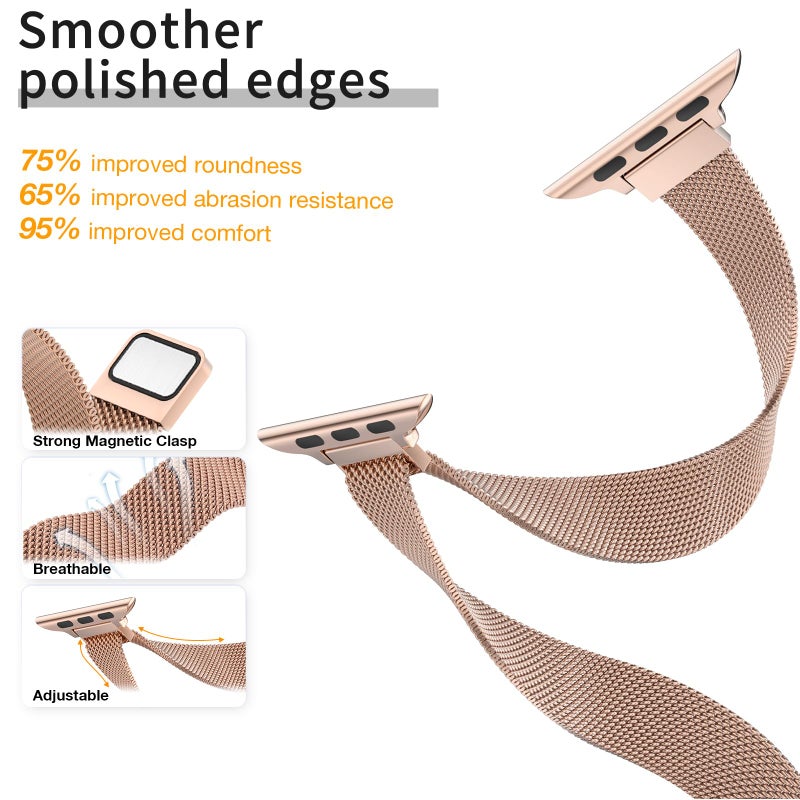 MARGE PLUS Slim Milanese Loop Compatible with Apple Watch Band for women 41mm 40mm 38mm 42mm 46mm 45mm 44mm, Stainless Steel Strap work on iWatch Series 11 10 9 8 7 6 5 4 3 & SE 3 2 1 - Image 3