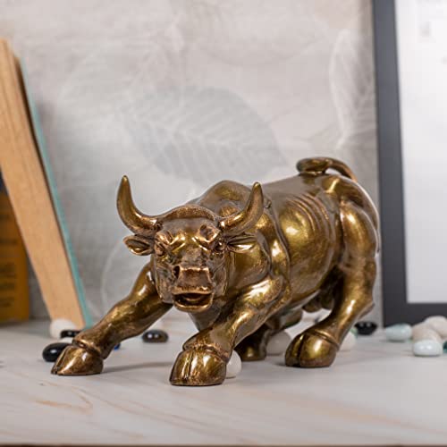 Karigaari India Wall Street Bull Replica - Resin Showpiece for Home Decor, 9 Inches, 0.8 Kg (Olive Green) - Image 3