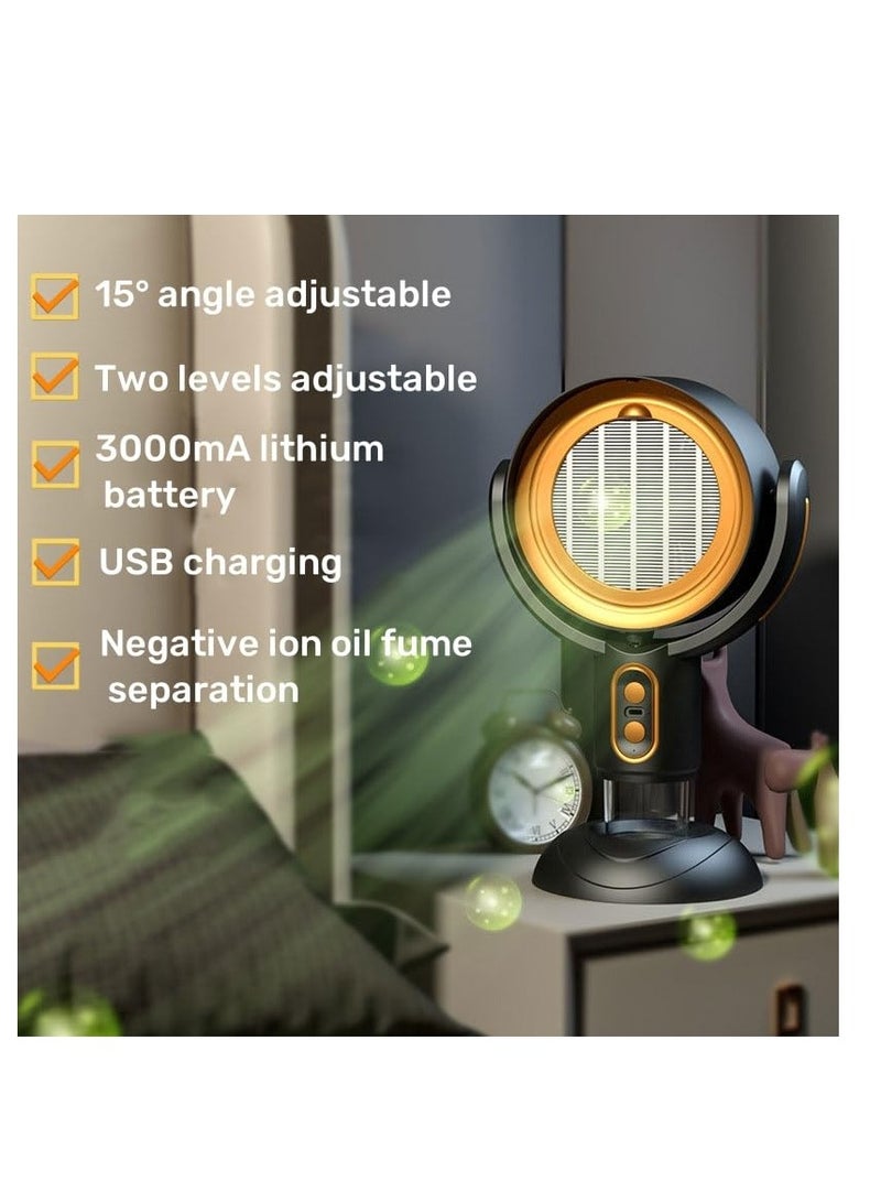 مدخنة محمولة، مروحة طرد هواء مكتبية USB، مروحة قابلة للتعديل بسرعتين، مروحة مطبخ محمولة، كوب قابل للإزالة لجمع الزيت، للاستخدام في المنزل، المطبخ، القدور الساخنة، المركبات الترفيهية، باللون الأسود - Image 2