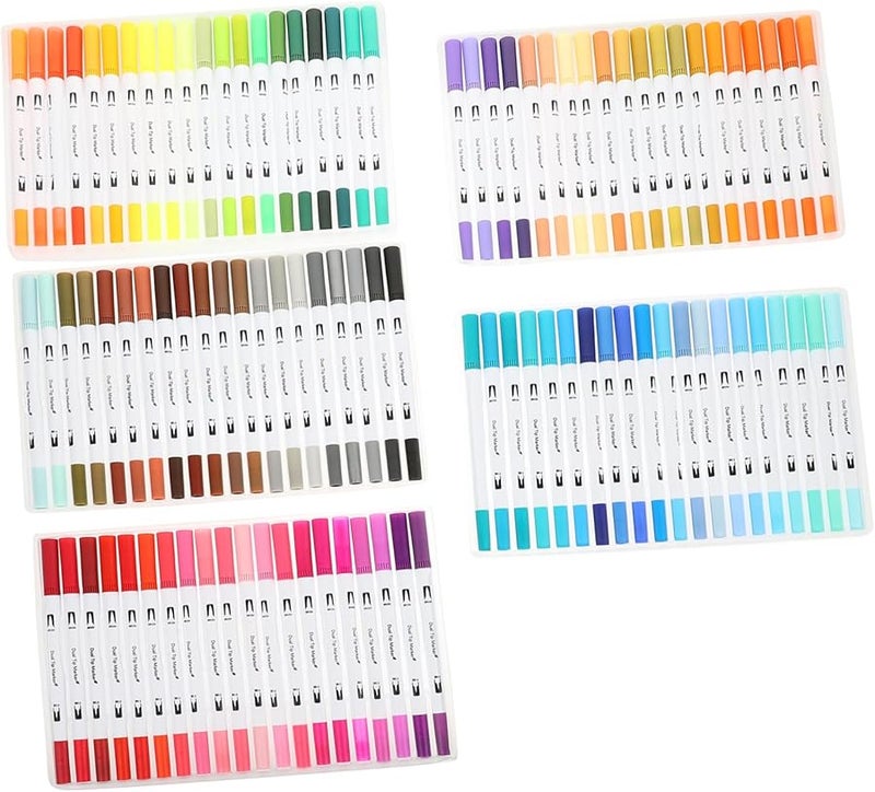 Jojofuny 100 Pcs Fine Tip Brush Markers For Coloring Books Art Supplies Painting Pens - Image 1