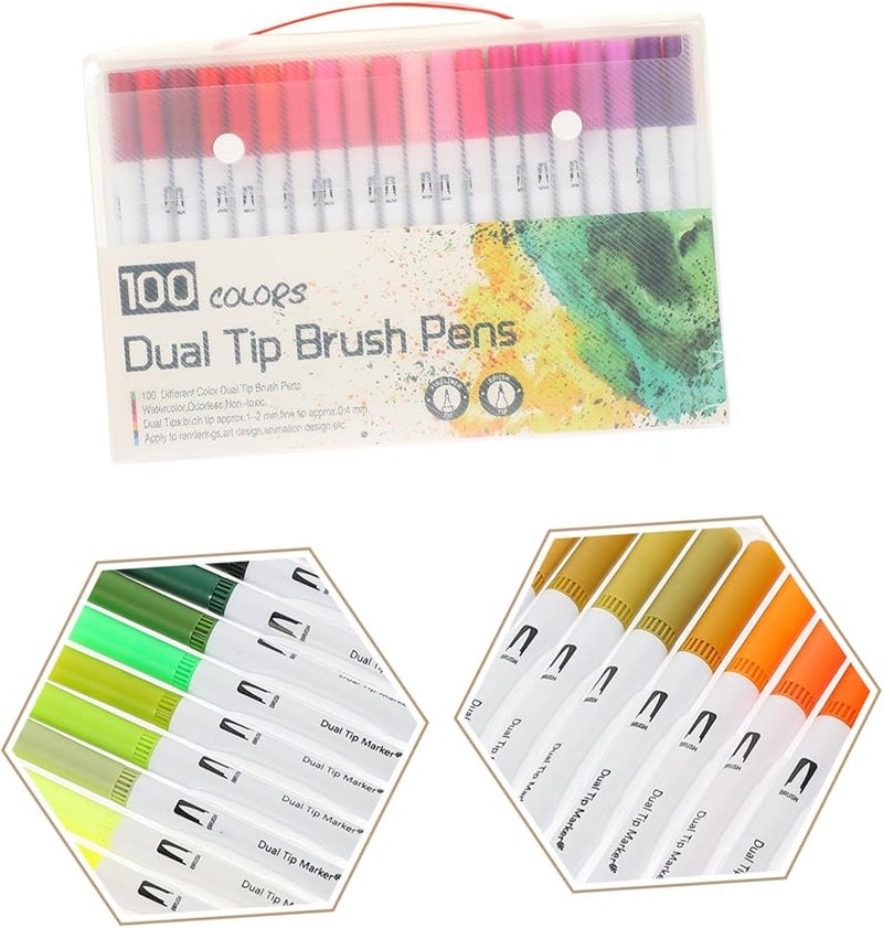 Jojofuny 100 Pcs Fine Tip Brush Markers For Coloring Books Art Supplies Painting Pens - Image 3