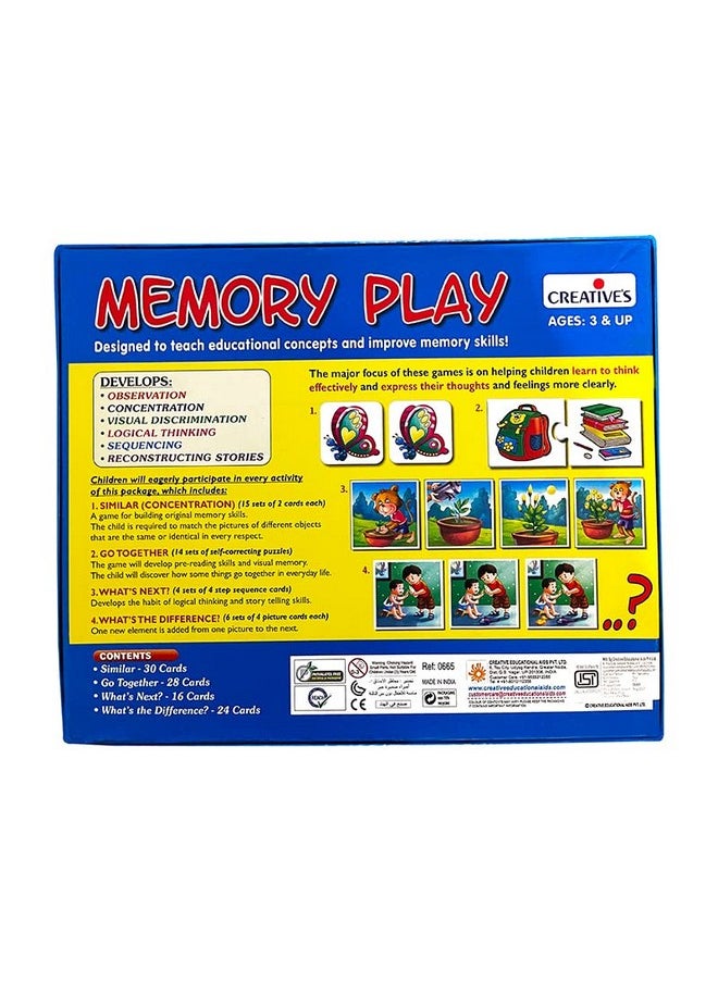 Creative's Creative's Memory Play | Self-Correcting Puzzles Game | Picture Matching Card Game| Similar,Go Together, What's Next, What's The Difference All in 1 Pack | Ages 3 & Above  - Image 3