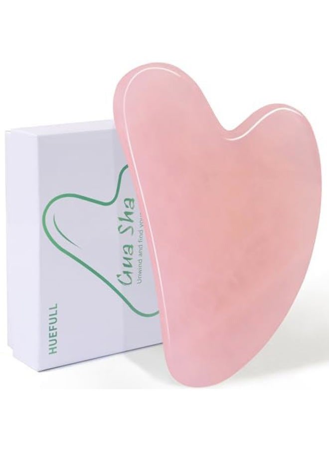 huefull Gua Sha Facial Tools for Face and Body –Spa Gifts for Women, Natural Rose Quartz Guasha Tool for Face, Relieving Tension,Self Care Gift for Women & Men - Image 1