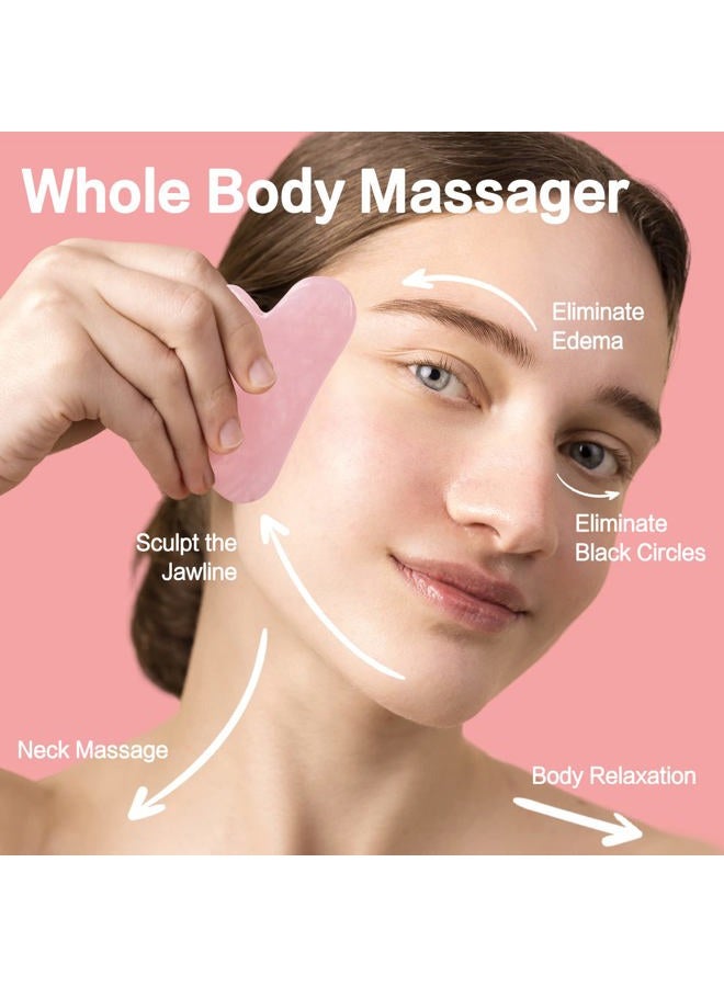 huefull Gua Sha Facial Tools for Face and Body –Spa Gifts for Women, Natural Rose Quartz Guasha Tool for Face, Relieving Tension,Self Care Gift for Women & Men - Image 4