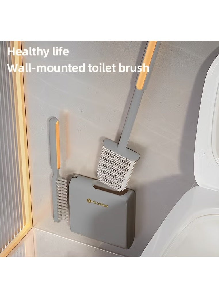 EETU Toilet Brush Set,Wall Mounted Toilet Bowl Brush And Holder,Compact Size Toilet Brushes For Bathroom With Holder And 2 Brush,Small Size Toilet Cleaner Scrubber For Bathroom - Image 2