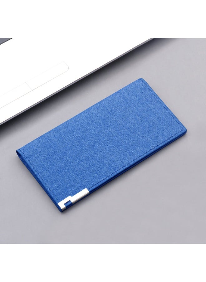 Generic - Canvas Wallet Mens Long College Students Casual Wallet Ultra-thin Multi-card Holder Drivers License Personalized Wallet for Women15 Clip Edge Canvas Long Blue 15 Clip Edge Canvas Long Blue - Image 1