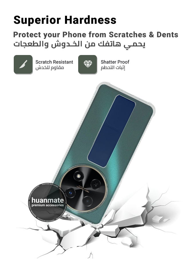 هووانميت حافظة لهاتف هواوي نوفا 12i، حافظة مغناطيسية ممتازة مع حامل مقبض يدوي ومسند - غطاء أنيق وعملي لقبضة معززة وراحة مطلقة وتجربة مشاهدة بدون استخدام اليدين - شفاف/ كحلي  - Image 4
