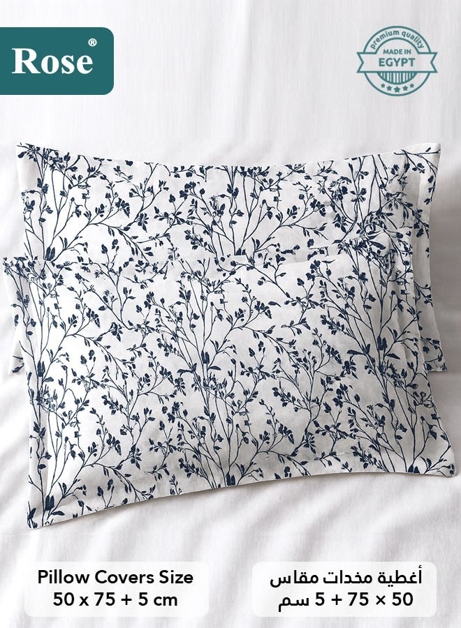 Rose Floral Comforter Set, High Quality Microfiber, 6 Pieces, Fits 200x200 cm Double Size Bed, Soft Cooling Breathable, Stylish Printed Elegance, King Size Comforter, Dark Blue Leafs - Image 5