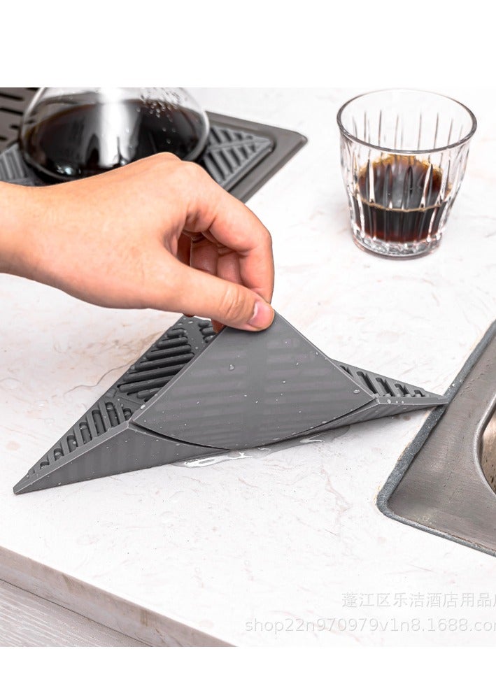 EqiEch Foldable Coffee Mat,Square Coffee Cup Mat, Silicone Coffee Mug Mat, Place Mats, Coffee Machine Accessories,Coffee Lover Gift Gray 165*165*8mm  - Image 2
