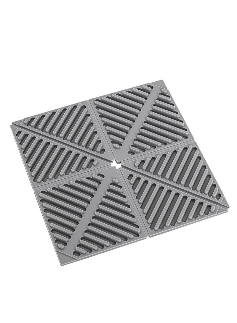EqiEch Foldable Coffee Mat,Square Coffee Cup Mat, Silicone Coffee Mug Mat, Place Mats, Coffee Machine Accessories,Coffee Lover Gift Gray 165*165*8mm  - Image 1