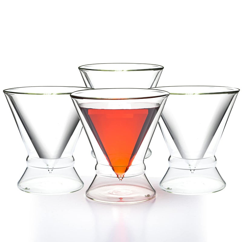 LEMONSODA Stemless Martini Cocktail Glasses Set of 4 for Margaritas Espresso Matinis Manhattans Cosmopolitans Home Bar Birthdays Housewarming Gift Crystal Clear 8 OZ