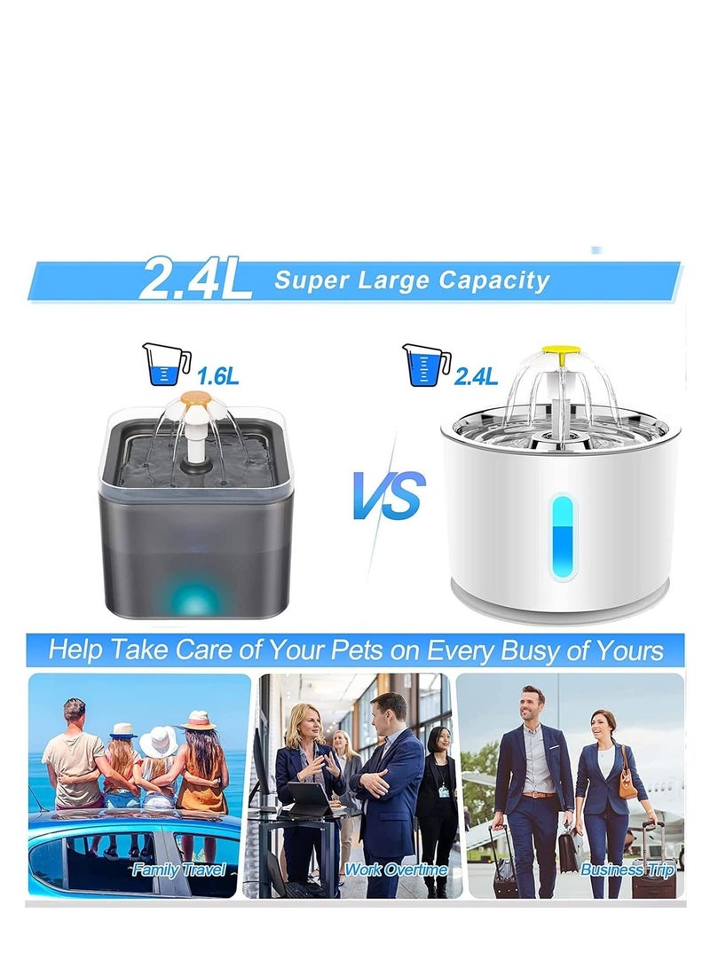 هالامين نافورة مياه أوتوماتيكية للقطط بسعة 2.4 لتر مع إضاءة LED بيضاء/زرقاء,نافورة ماء للقطط - Image 5