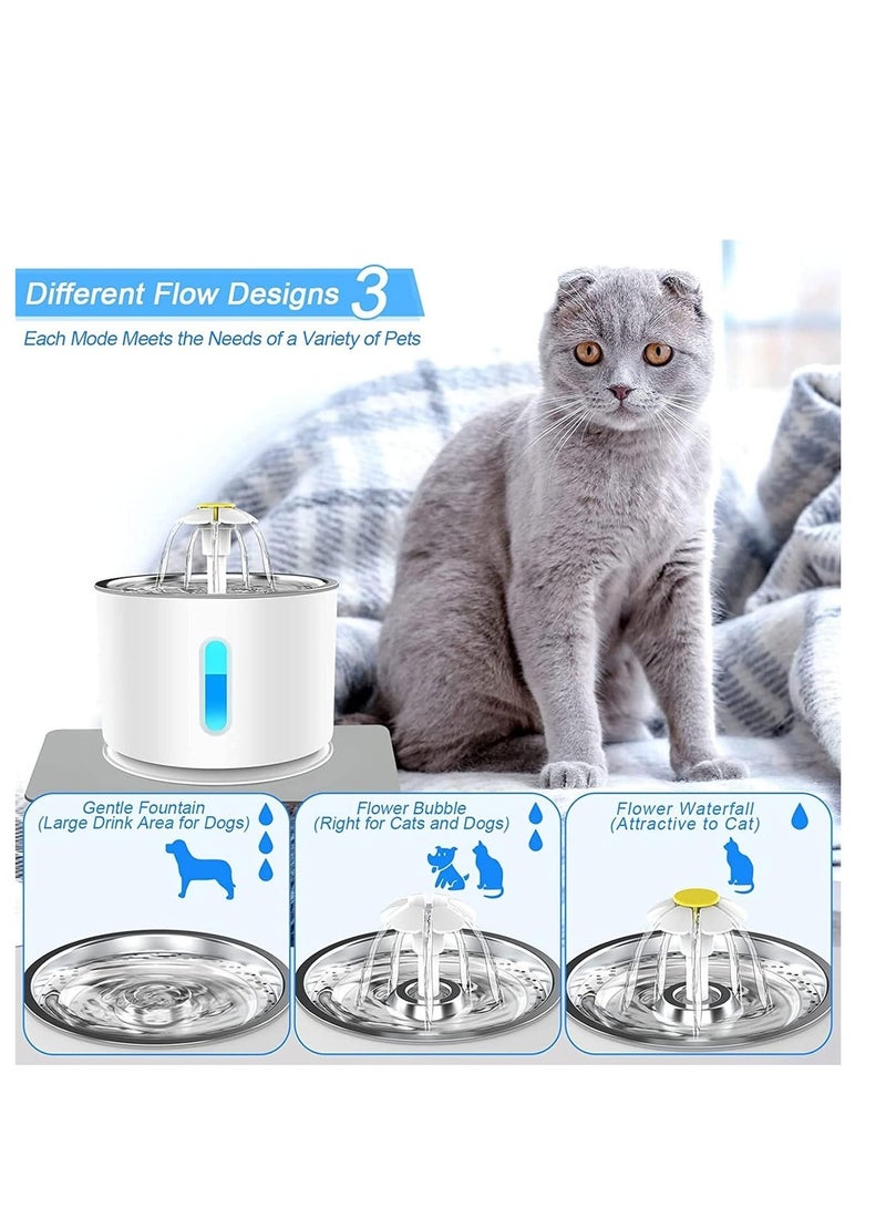 هالامين نافورة مياه أوتوماتيكية للقطط بسعة 2.4 لتر مع إضاءة LED بيضاء/زرقاء,نافورة ماء للقطط - Image 4